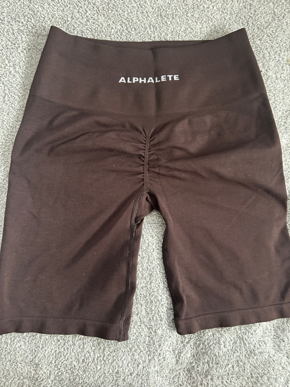 Alphalete Women's High-Waist Chocolate Brown Bike Shorts, size Medium